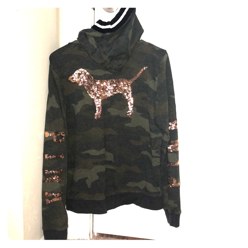 PINK Victoria Secret camouflage Sequin hoodie